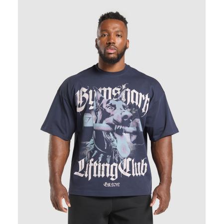 Gymshark Doberman Graphic T-Shirt Heavy Blue