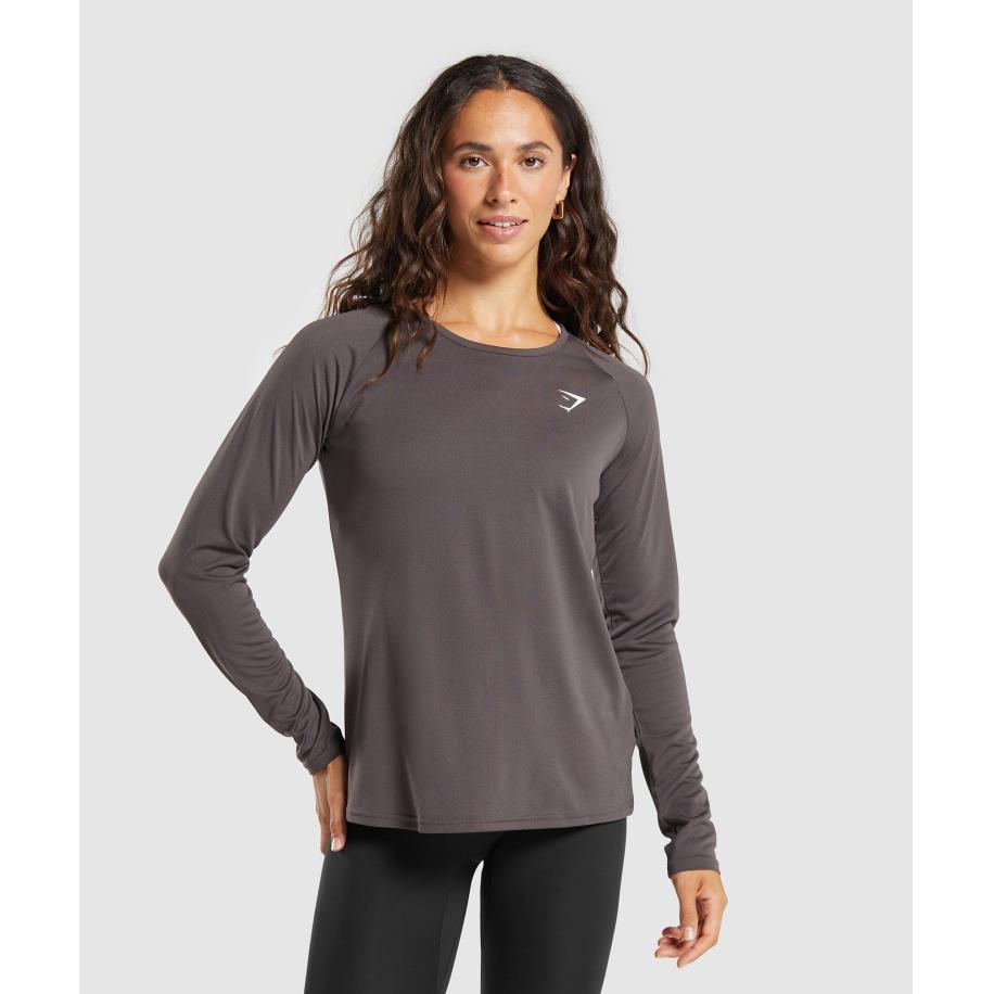 Gymshark Training Long Sleeve Top Greyed Purple Grijs