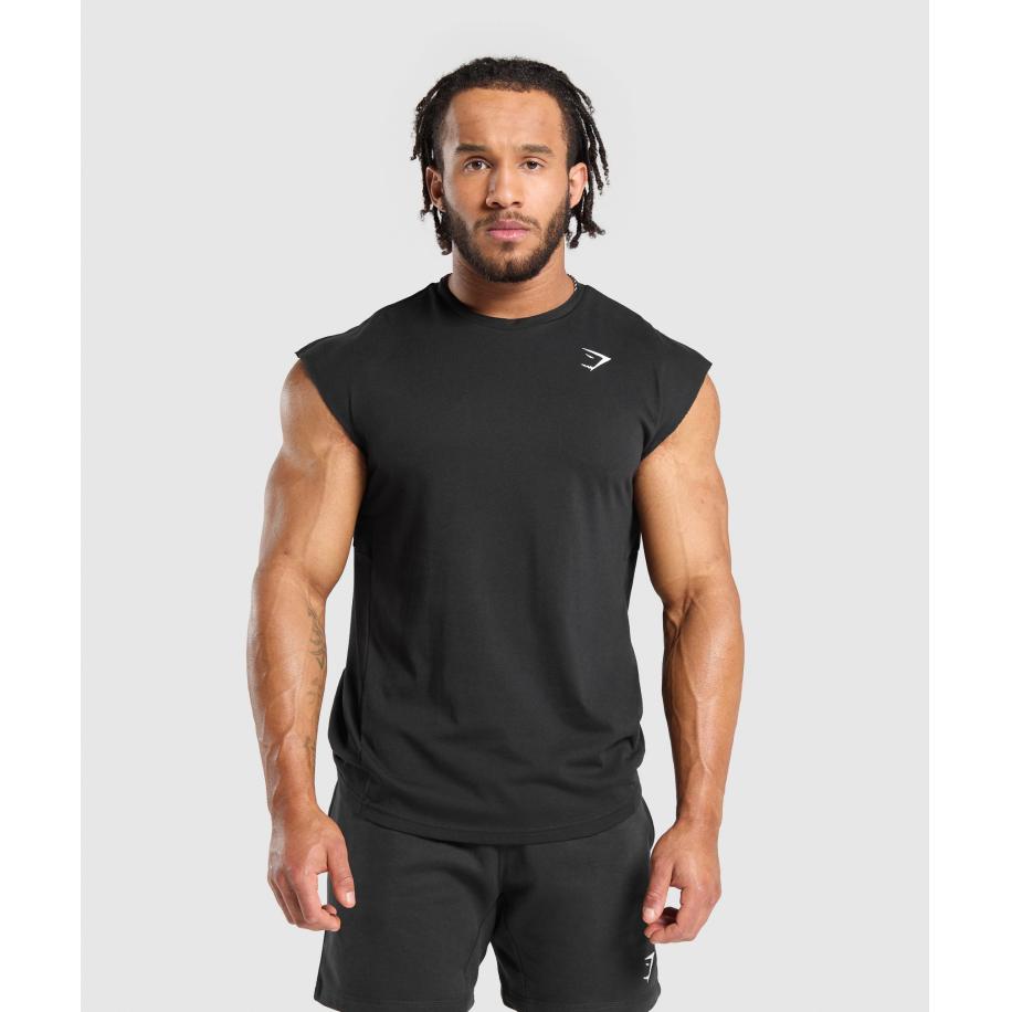 Gymshark React Cut Off Tank Black Zwart
