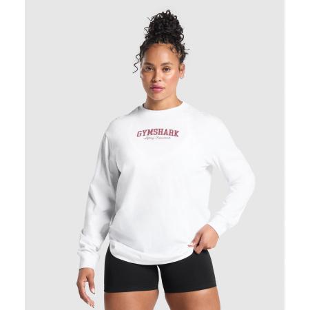 Gymshark Lifting Essentials Graphic Long Sleeve Top White