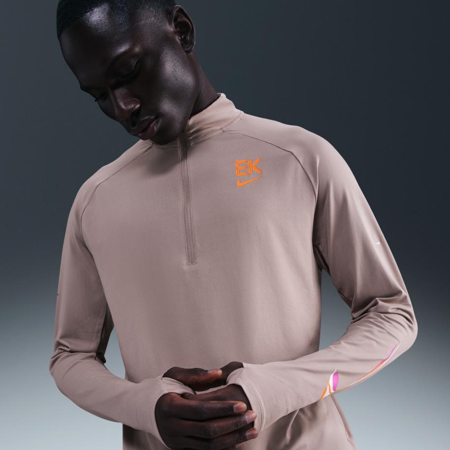 Nike Stride 'Eliud Kipchoge' Dri-FIT hardlooptop met korte rits voor heren - Bruin Bruin