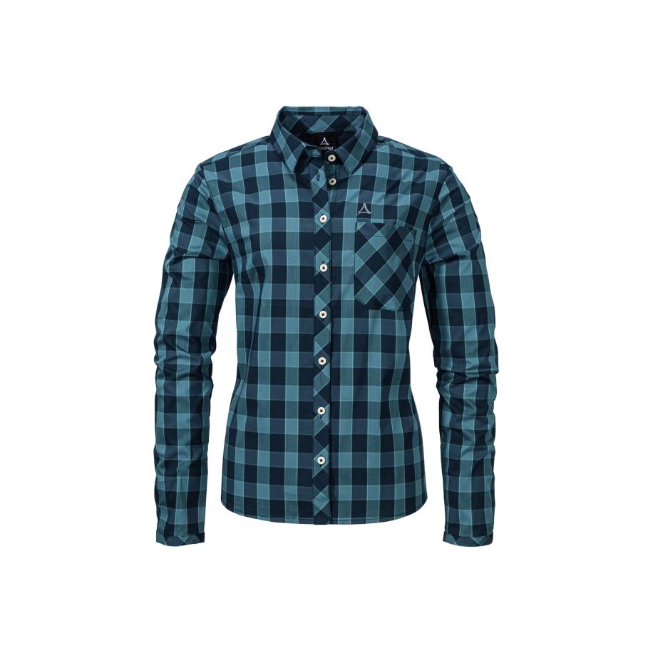 Schöffel Schöffel Multifunctionele blouse Silba donkerblauw / petrol / zwart / wit -