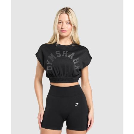 Gymshark Mesh Graphic Crop Top Black