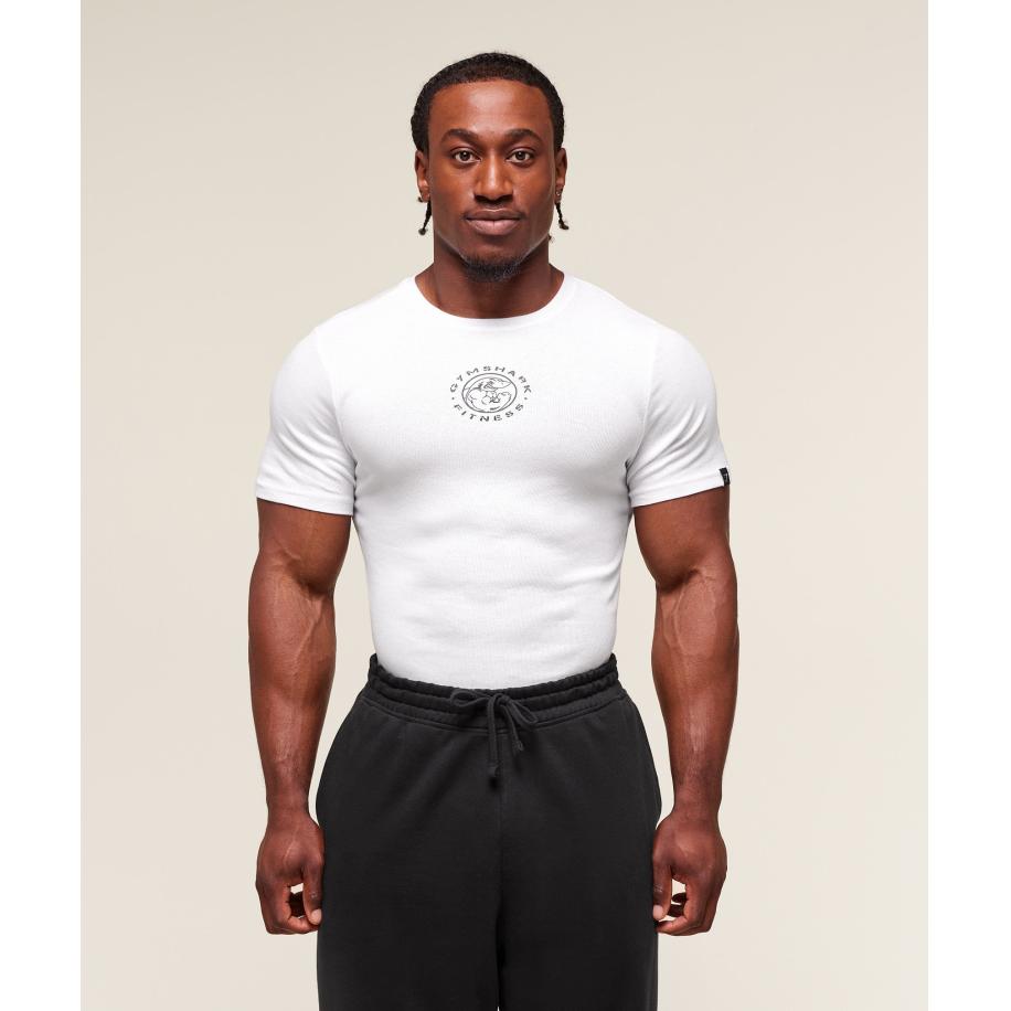 Gymshark Lifting Club Ribbed T-Shirt White Wit