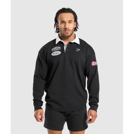 Gymshark Rugby Shirt Black/White
