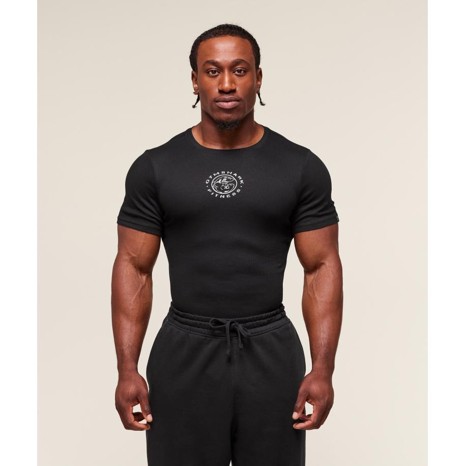 Gymshark Lifting Club Ribbed T-Shirt Black Zwart