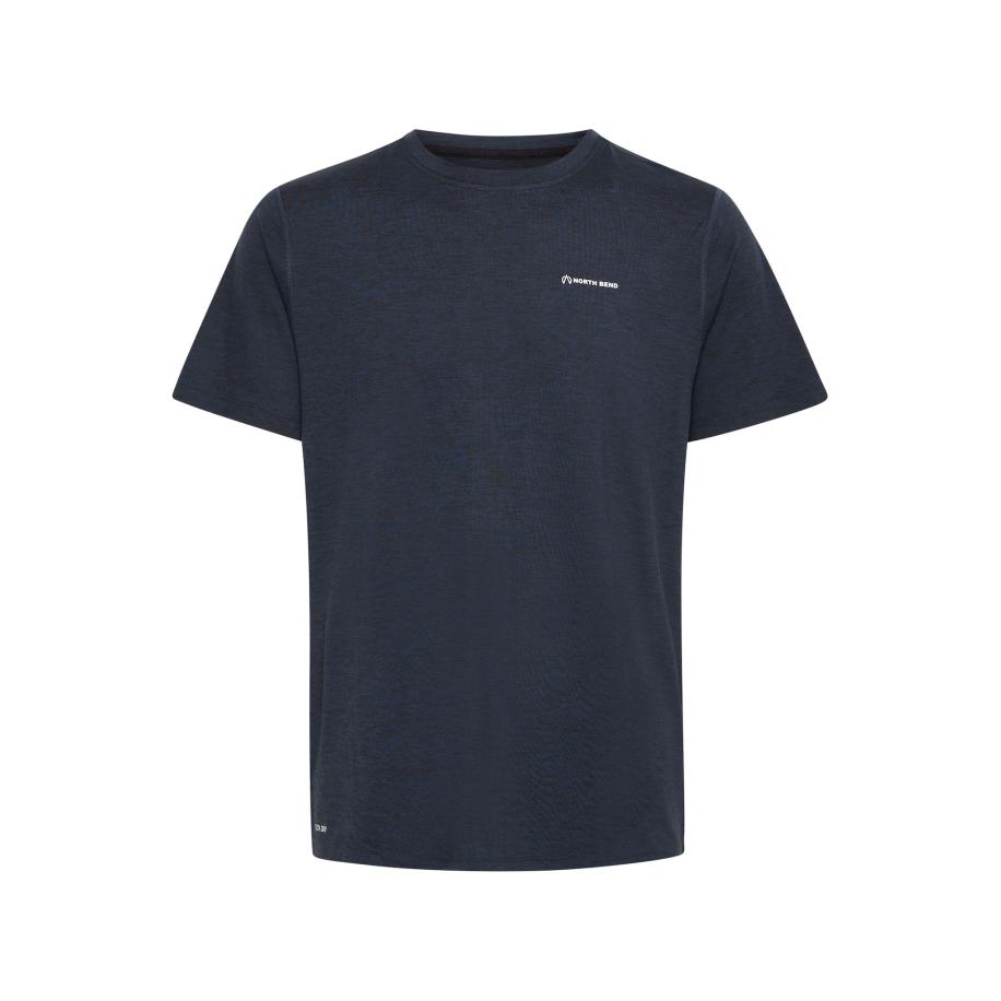 North Bend North Bend Functioneel shirt Adrian donkerblauw / wit -