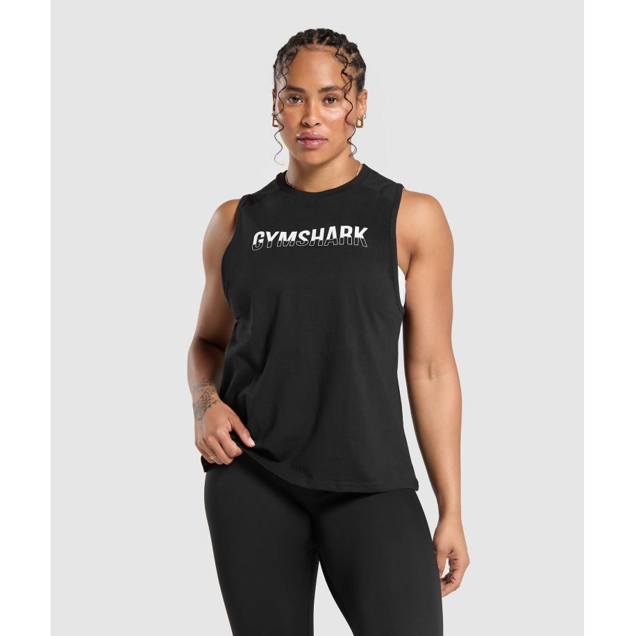 Gymshark Fraction Tank Black/White Zwart
