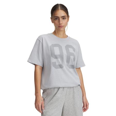 Under Armour Heavyweight 96 Oversized damesshirt met korte mouwen Mod Grijs Light Heather / Staal / Wit L