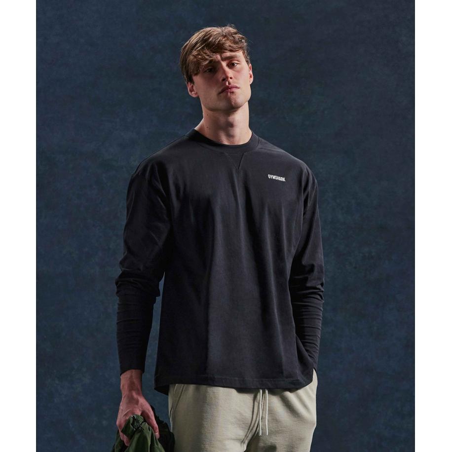 Gymshark Rest Day Sweats Long Sleeve T-Shirt Black Zwart