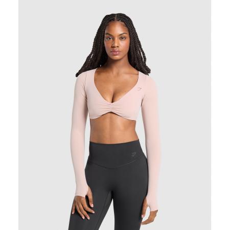 Gymshark Ruched Long Sleeve Top Muted Pink