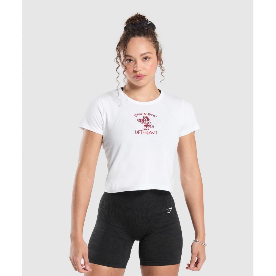 Gymshark Lifting Club Graphic Baby Tee White Wit