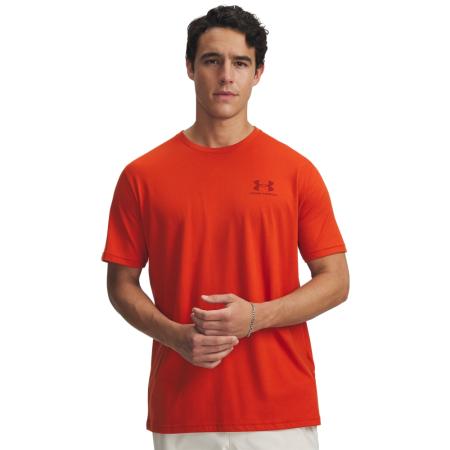 Under Armour Left Chest Logo Herenshirt met korte mouwen Surplus Oranje / Cinna Rood XXL
