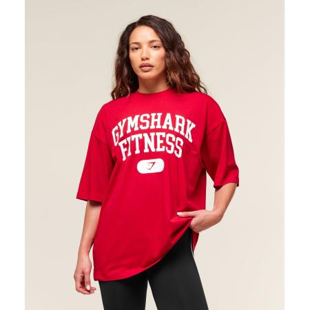 Gymshark Campus Graphic Oversized T-shirt Conditioning Red
