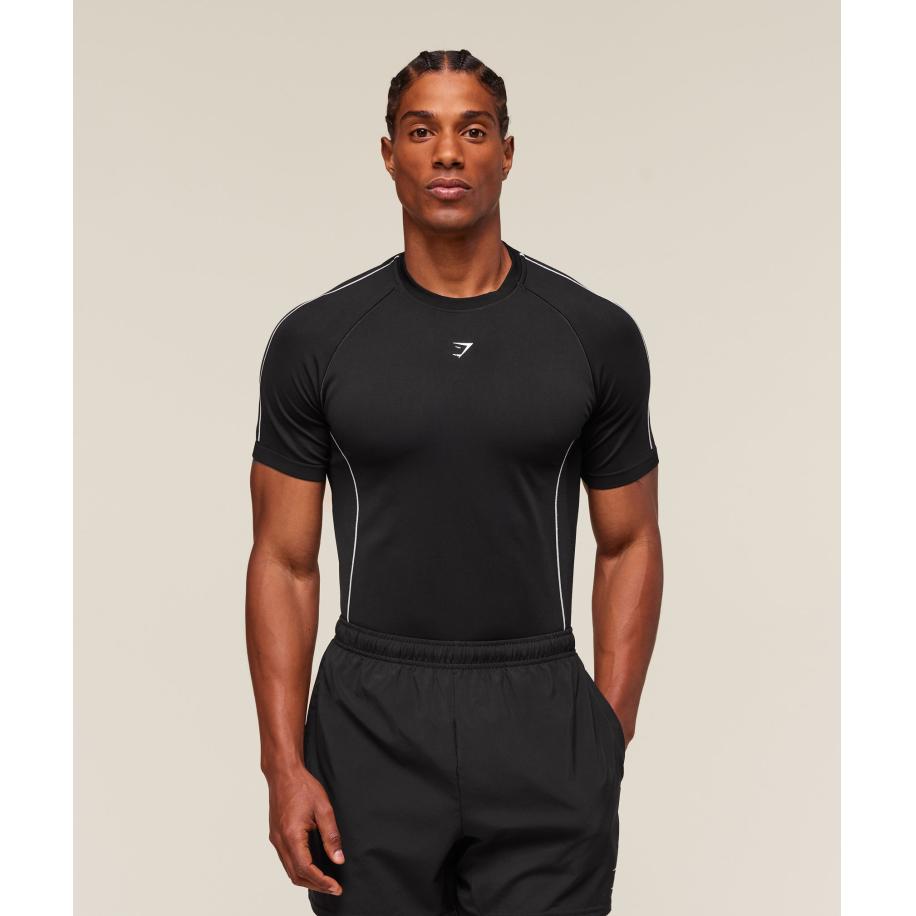 Gymshark Clean Contour Seamless T-Shirt Black/White Zwart