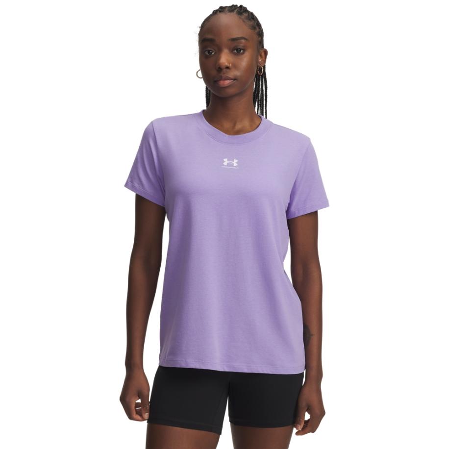 Under Armour Rival Core Damesshirt met korte mouwen Transparent / Wit M Paars
