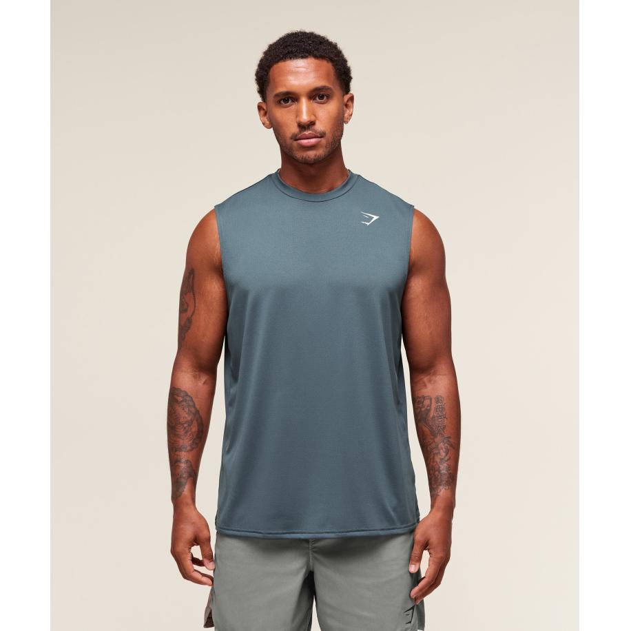 Gymshark Arrival Oversized Tank Titanium Blue Blauw