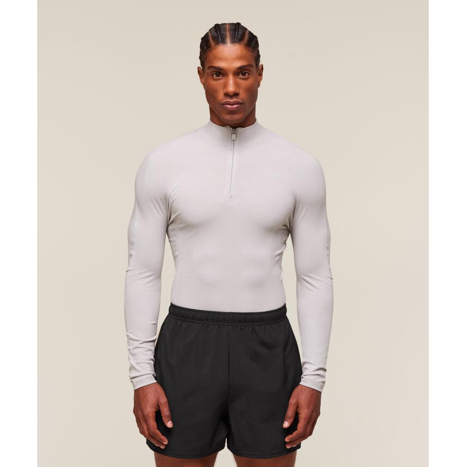 Gymshark everywear Warp Knit 1/4 Zip Tame Grey Grijs