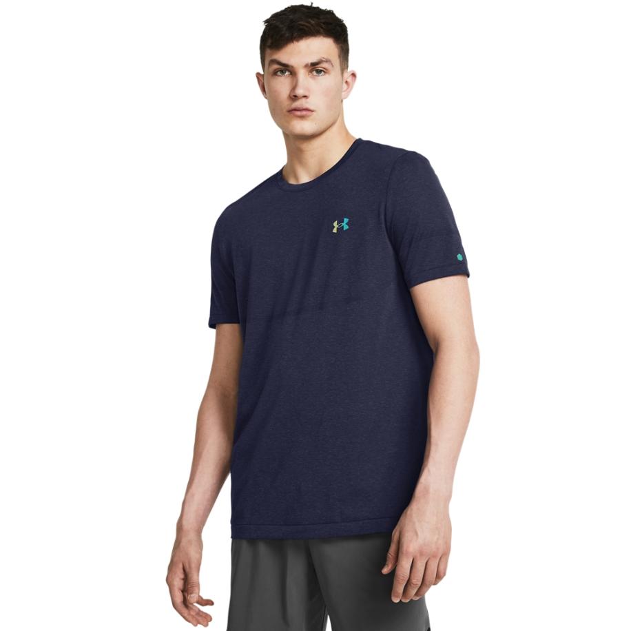 Under Armour Vanish Elite Seamless Herenshirt met korte mouwen Midnight Marineblauw / Iridescent XXL Blauw