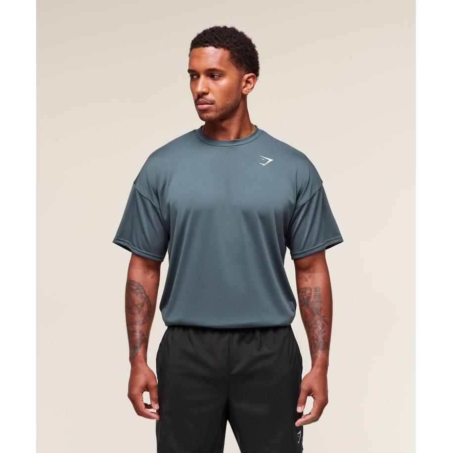 Gymshark Oversized Performance T-Shirt Titanium Blue Blauw
