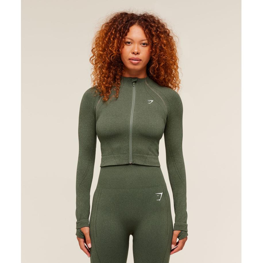 Gymshark Vital Warm Jacket Base Green/Marl Groen