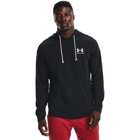 Herenhoodie Under Armour Rival Terry Zwart / Onyx Wit XL