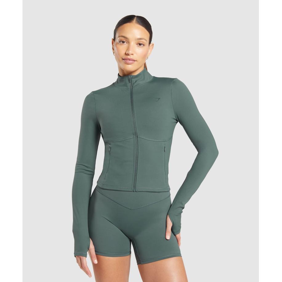 Gymshark Elevate Tracktop Slate Teal Grijs