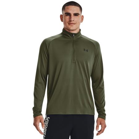 Under Armour Tech™-shirt voor heren met korte rits en lange mouwen Marine OD Groente / Zwart XL