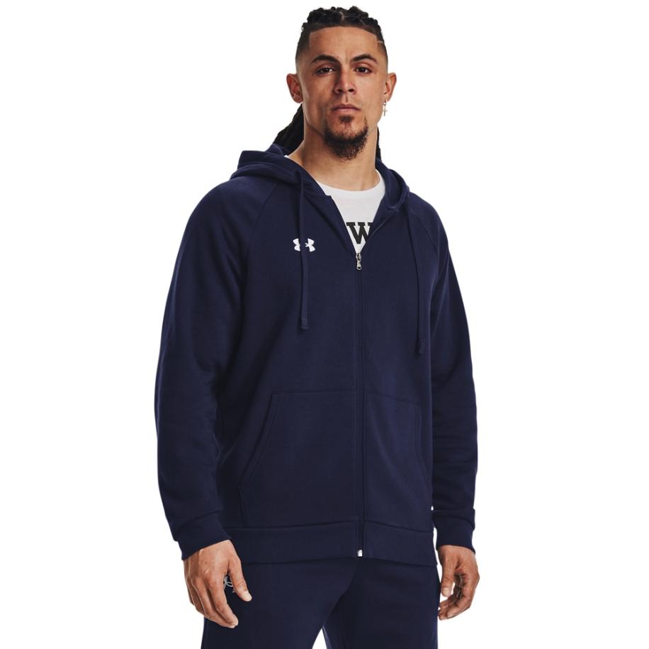 Herenhoodie Under Armour Rival Fleece met volledige rits Midnight Marineblauw / Wit XXL Blauw