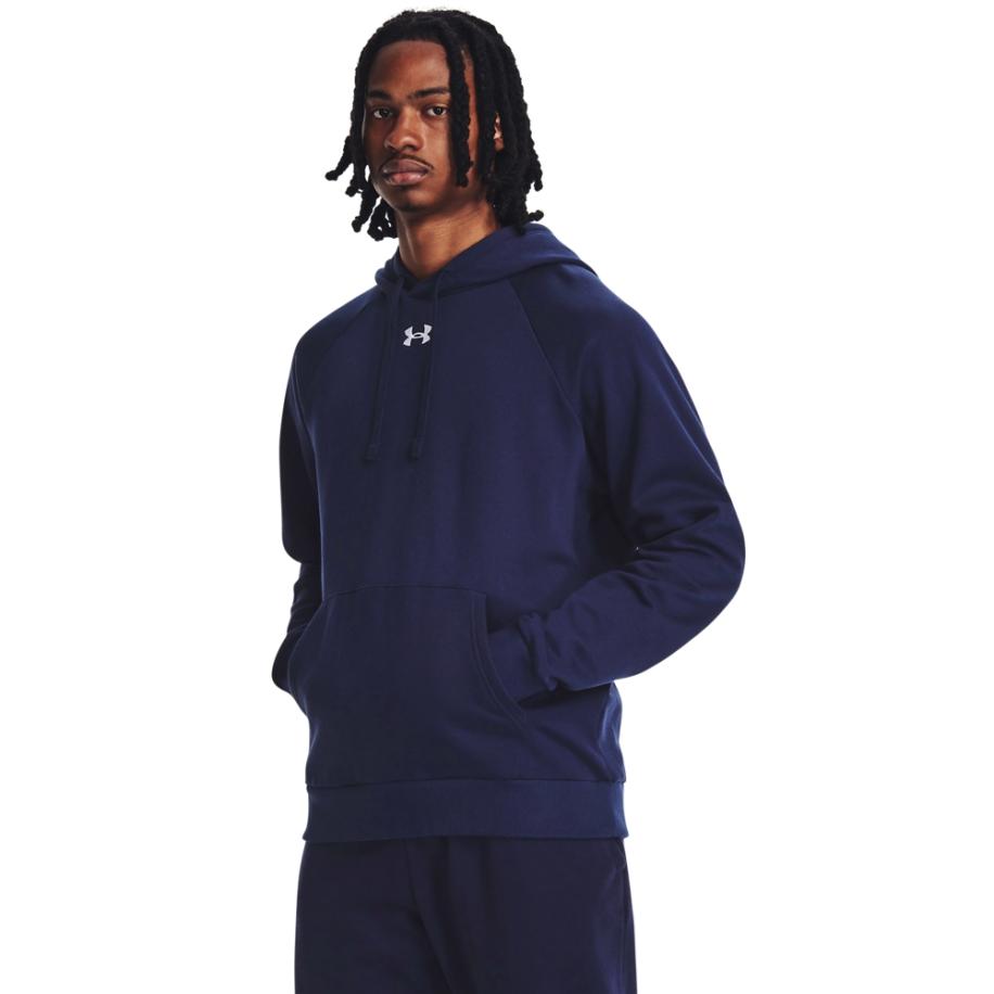 Under Armour Rival Fleece Herenhoodie Midnight Marineblauw / Wit XS Blauw