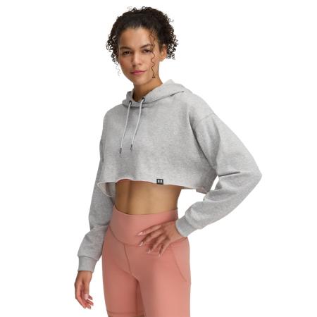 Under Armour Icon Terry Crop hoodie voor dames Mod Grijs / Wit M