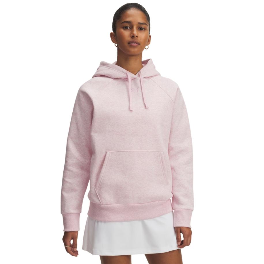 Under Armour Rival Fleece Hoodie voor dames Prime Roze Light Heather / Prime Roze XL Roze