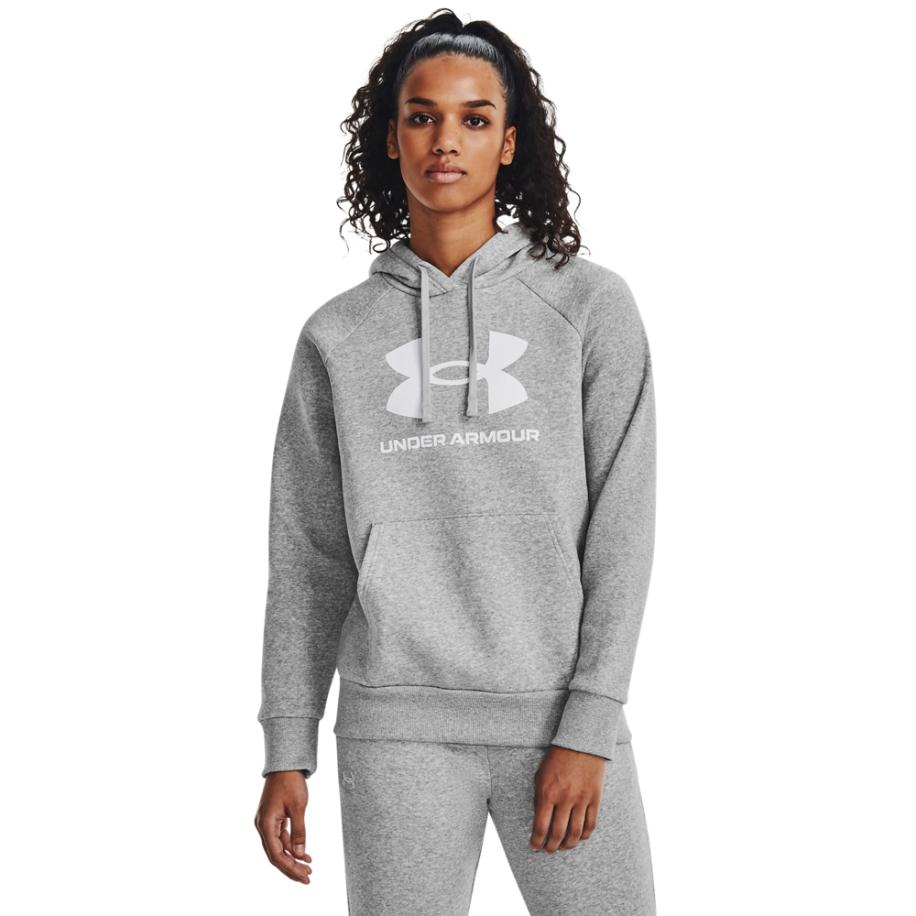 Dameshoodie Under Armour Rival Fleece Big Logo Mod Grijs Light Heather / Wit M Grijs