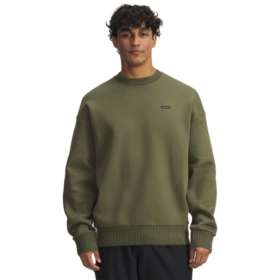 Under Armour Icon Heavyweight Rib herenshirt met ronde hals Marine OD Groente / Wit L Groen