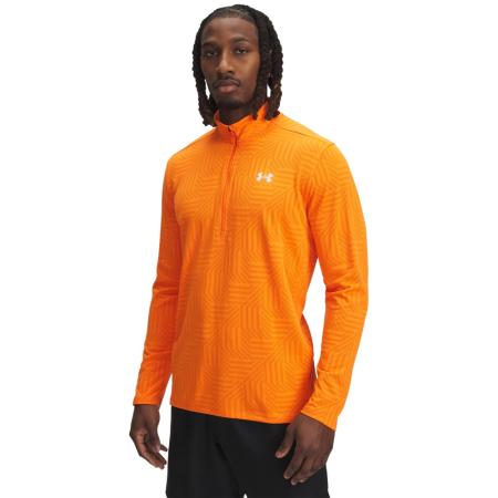 Herenshirt Under Armour Tech™ Vent Geotessa met korte rits Solar Oranje / Dark Oranje / Wit L