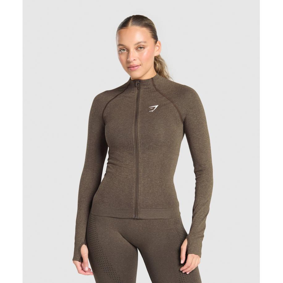 Gymshark Vital Tight Tracktop Penny Brown Marl Bruin