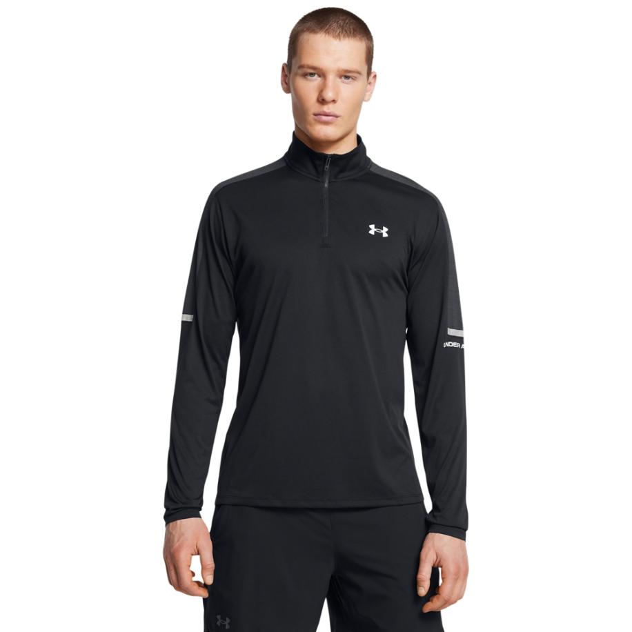 Under Armour Tech™ Herenshirt met korte rits Zwart / Zwart / Wit L Zwart