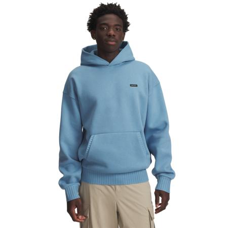 Herenhoodie Under Armour Icon Heavyweight Rib Blauw Smoke / Wit S