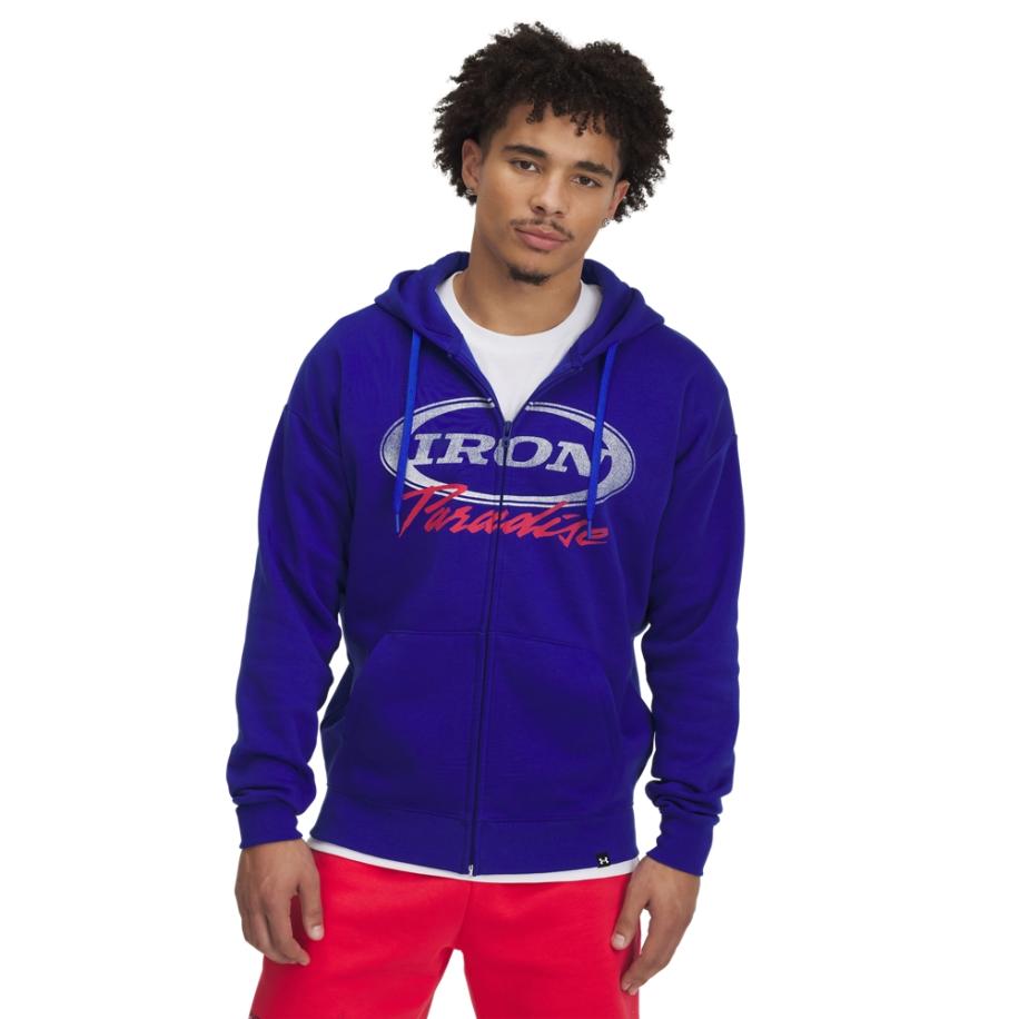 Project Rock Icon Fleece Herenitem met rits Team Royal / Wit M Blauw