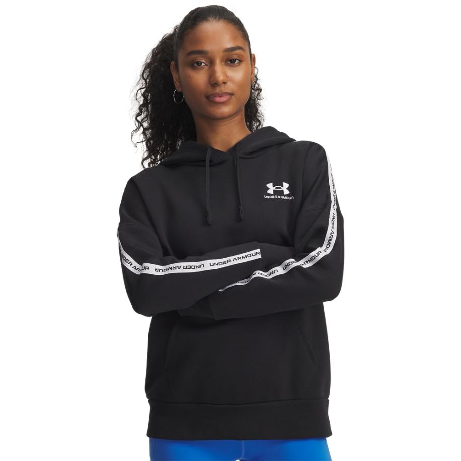 Dameshoodie Under Armour Icon Fleece Taped Zwart / Wit S Zwart