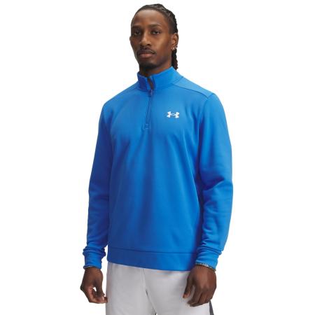 Armour Fleece® Herenshirt met korte rits Blauw Atlantis / Wit S