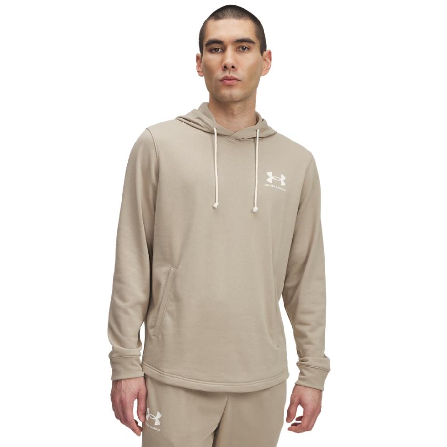 Under Armour Rival Terry Herenhoodie City Khaki / Onyx Wit S Bruin