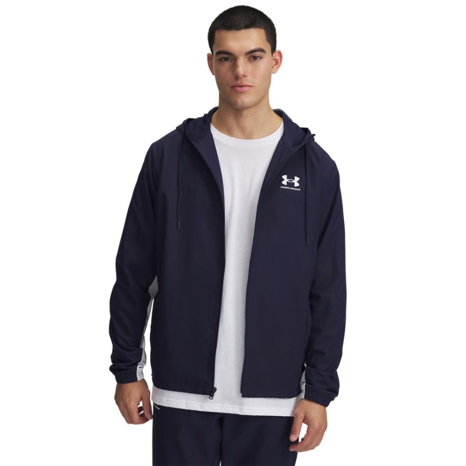 Herenwindjack Under Armour Rival Woven Midnight Marineblauw / Midnight Marineblauw / Wit XL Blauw