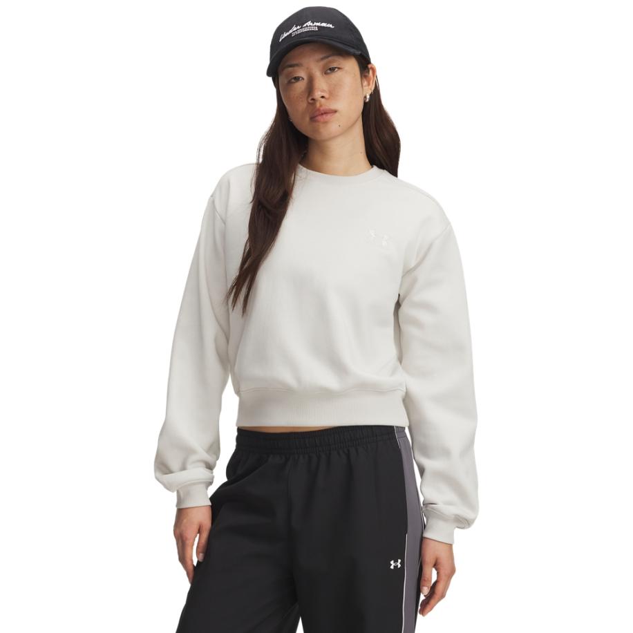 Under Armour Icon Vida Fleece damesshirt met ronde hals Summit Wit / Summit Wit M Wit