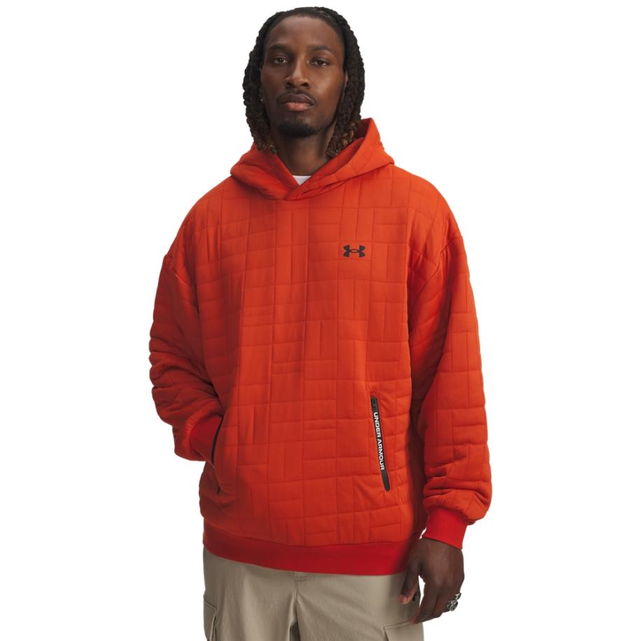 Herenhoodie Under Armour Unstoppable Fleece Textured Surplus Oranje / Zwart XXL Oranje