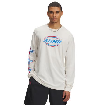 Herenshirt Under Armour Stacked Stars met lange mouwen Steen / Rood XS