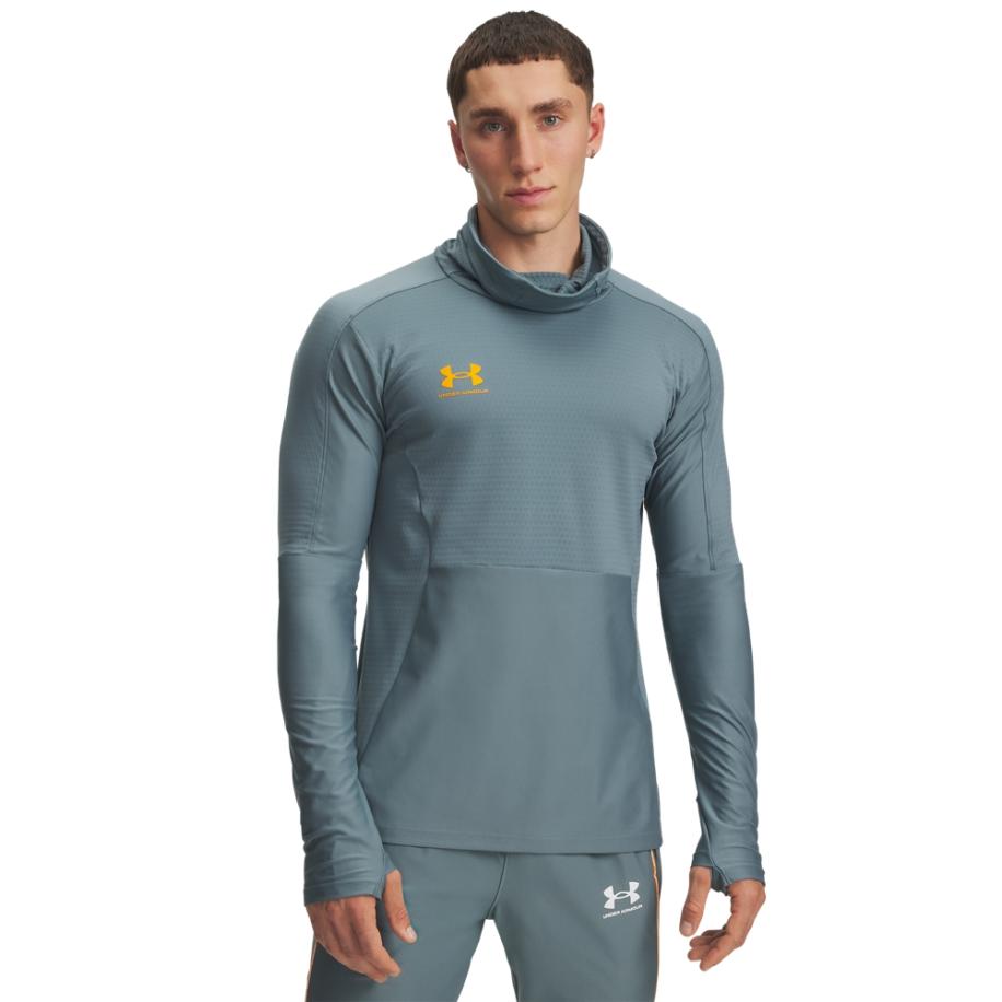 Herenshirt Under Armour Challenger Pro Winter met lange mouwen Jasper Blauw / SqUnder Armourd Oranje XL Blauw
