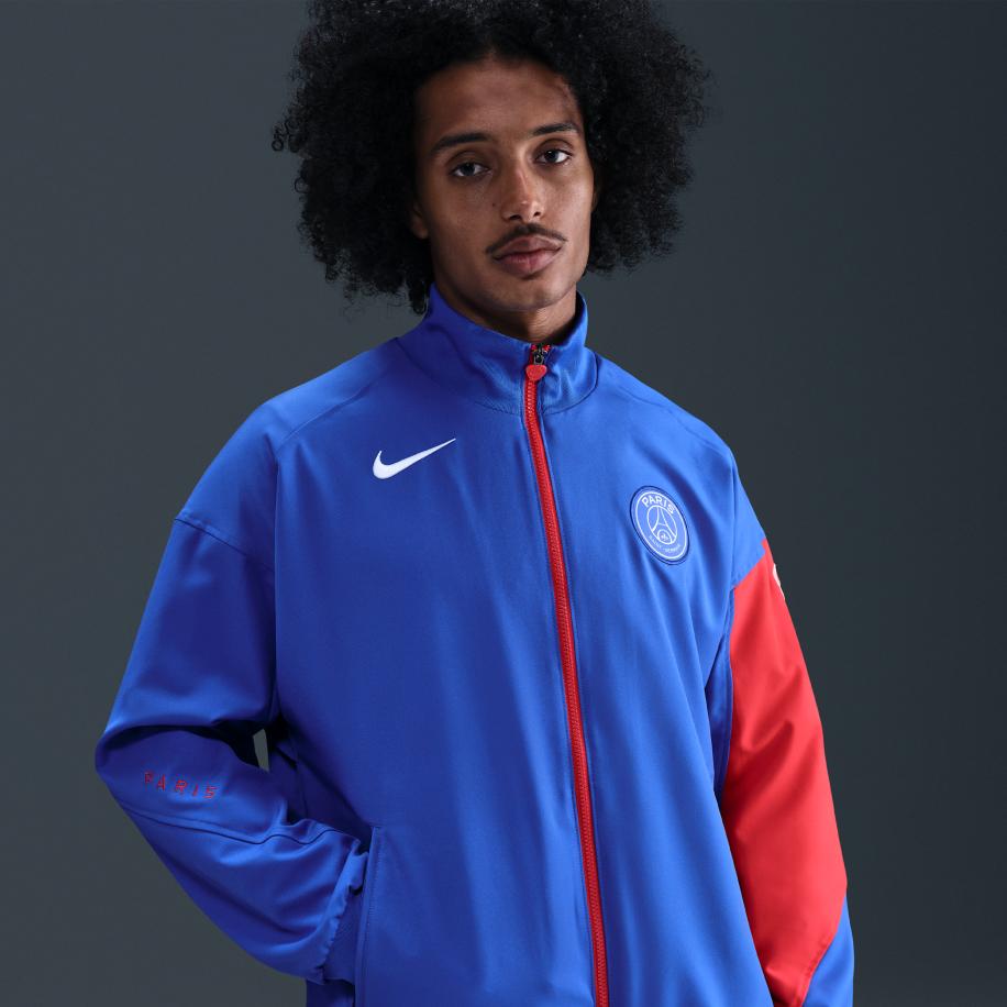 PSG Strike Derde Nike Total 90 Anthem voetbaltrainingsjack met Dri-FIT voor heren - Blauw Blauw