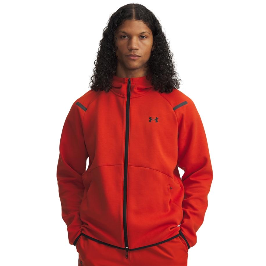 Under Armour Unstoppable Fleece Herenhoodie met rits Surplus Oranje / Zwart L Oranje