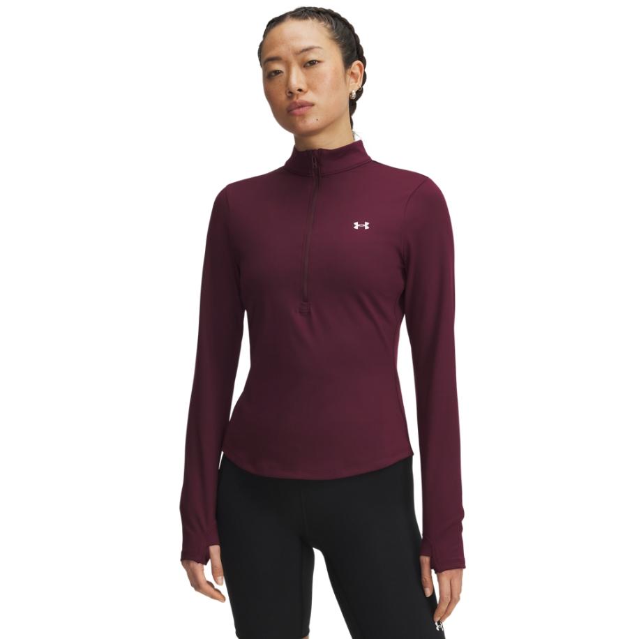 Under Armour Motion Damesitem met korte rits donker kastanjebruin / Wit XS Rood